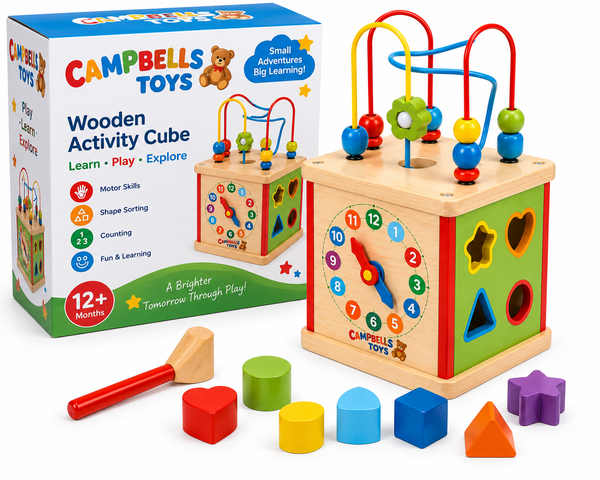 Campbells Toys Wooden Activity Cube