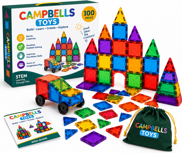 CAMPBELLS TOYS 100-Piece Magnetic Building Tiles Set