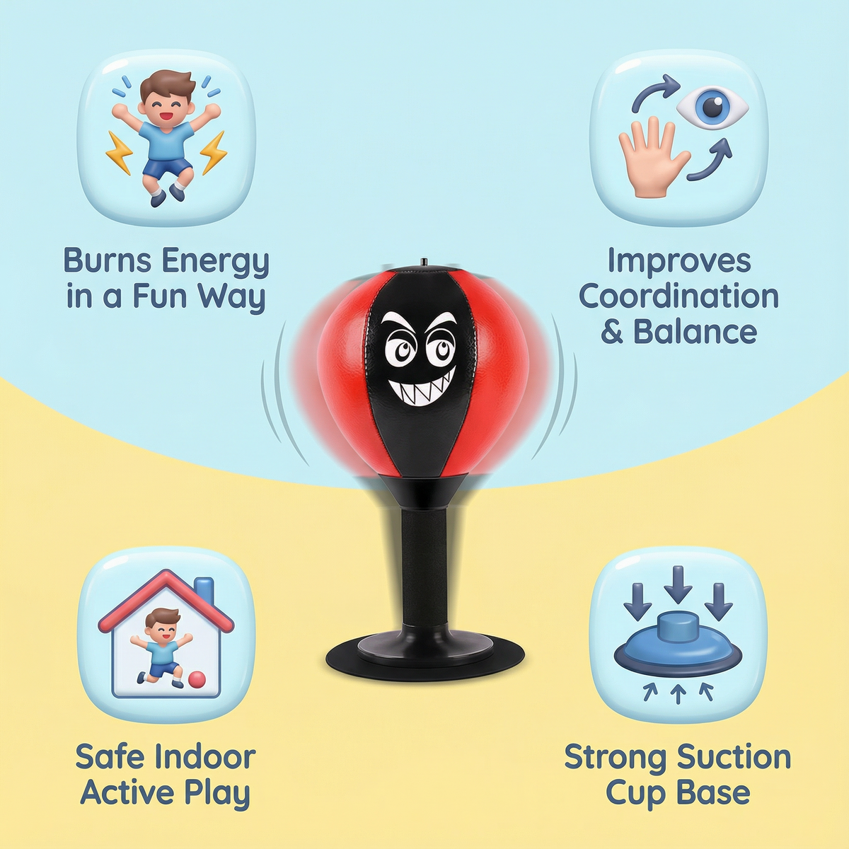 Punching Bag for Kids – Suction Cup Indoor Active Play Toy