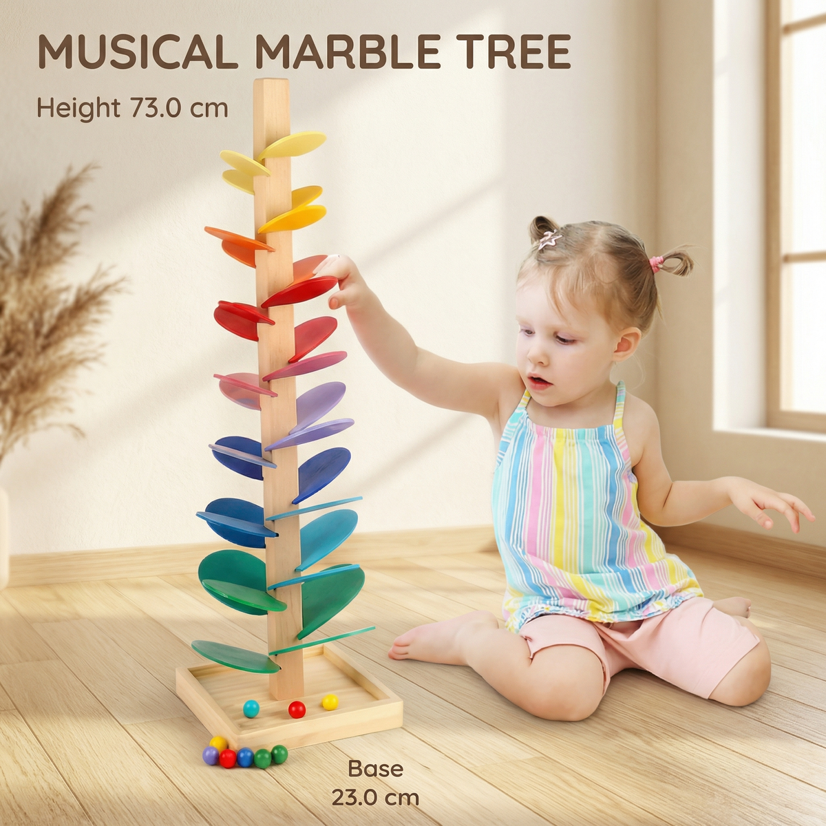 Wooden Rainbow Marble Sound Tree
