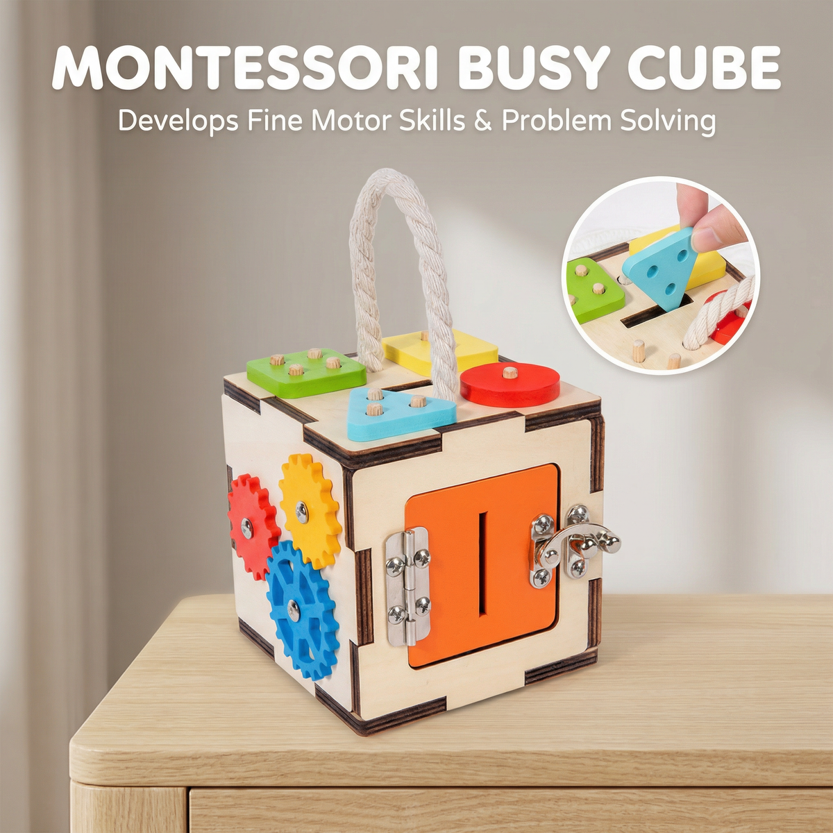 Montessori Wooden Activity Cube
