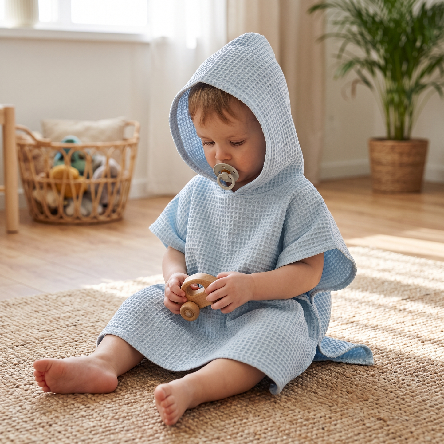 Kids Hooded Cotton Towel Poncho