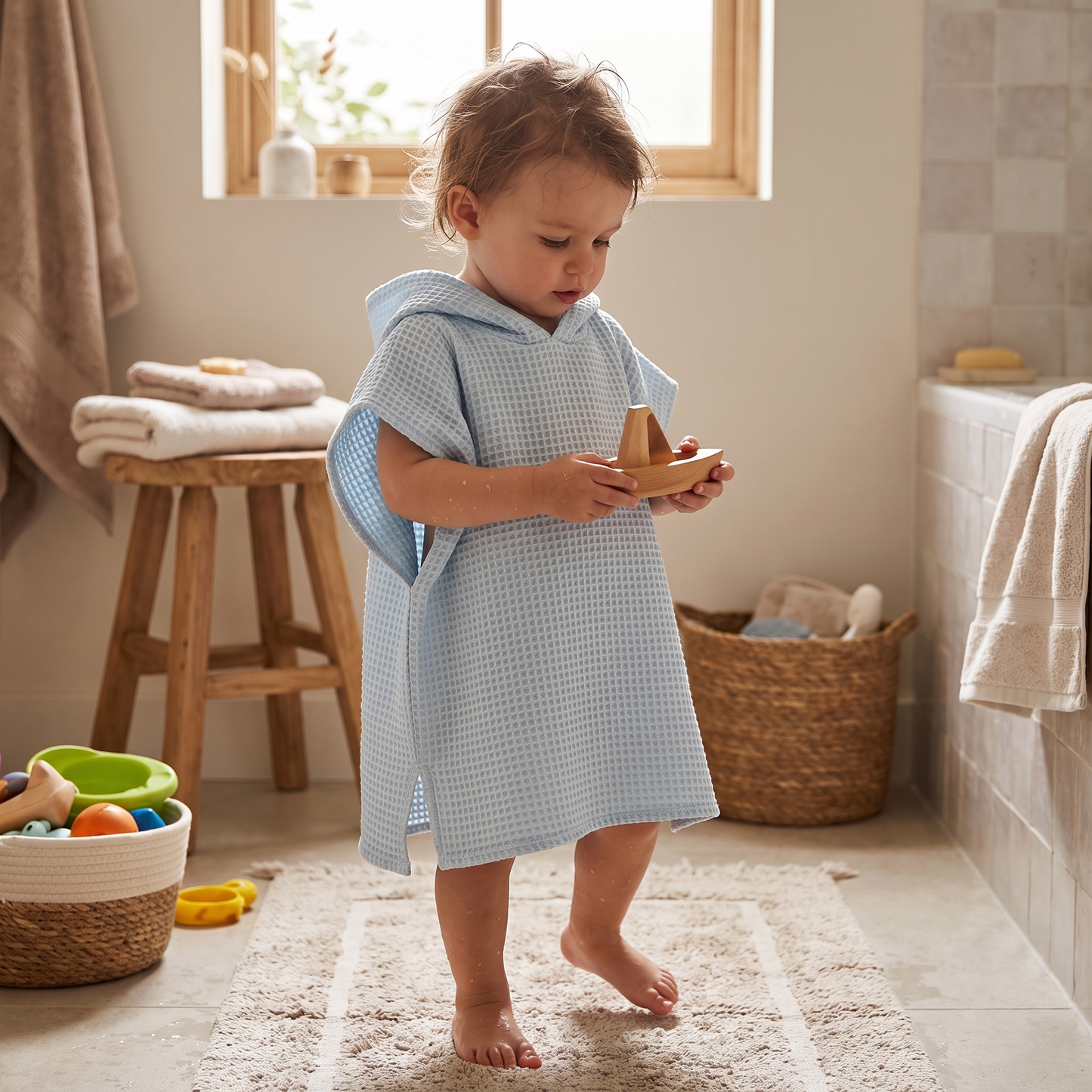 Kids Hooded Cotton Towel Poncho