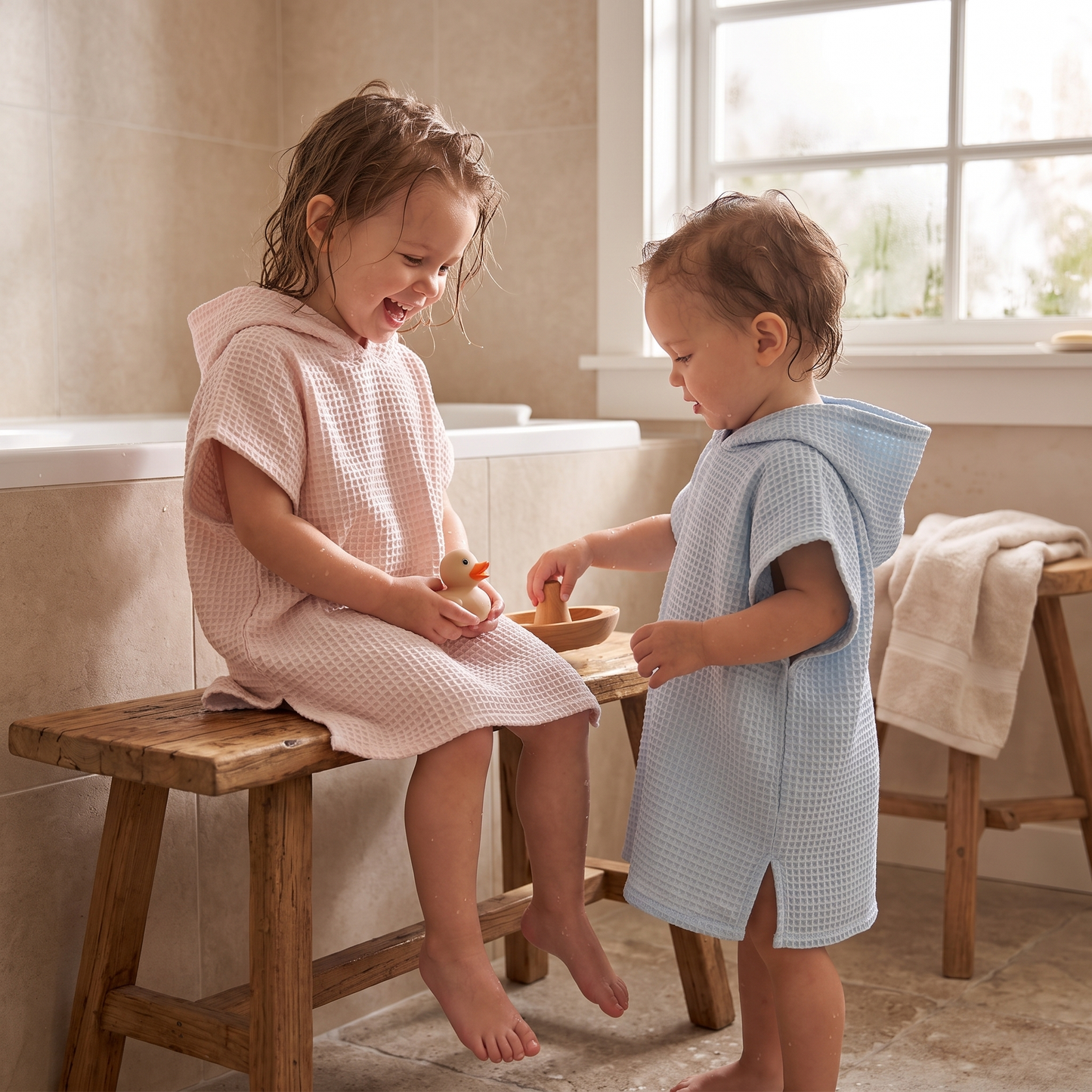 Kids Hooded Cotton Towel Poncho