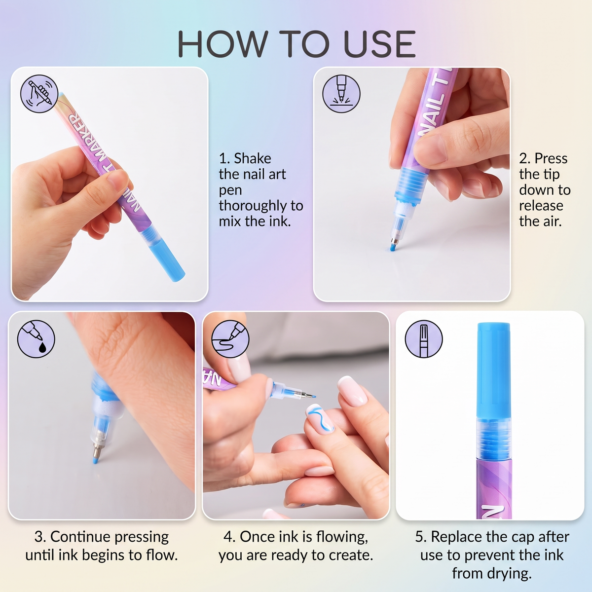 Kids Washable Nail Art Pen Set