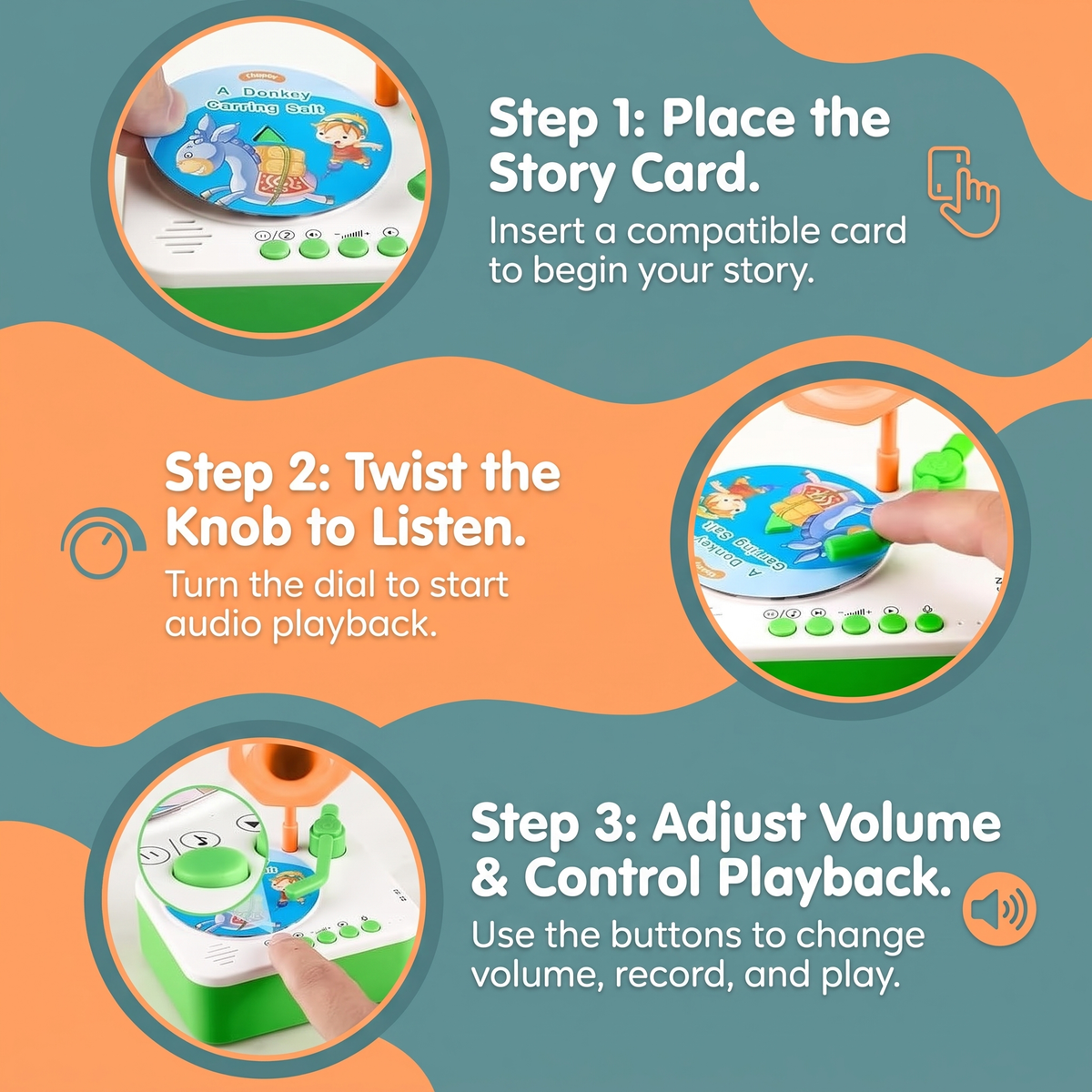Kids Record Player with Stories & Songs (96 Cards)