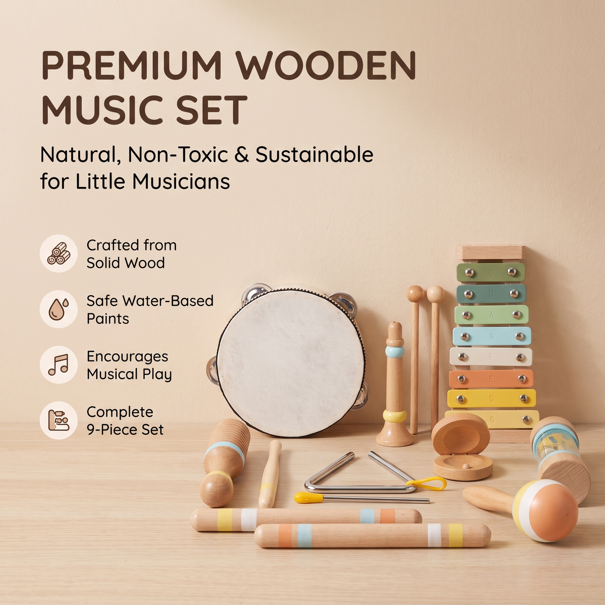Wooden Musical Instrument Set for Kids